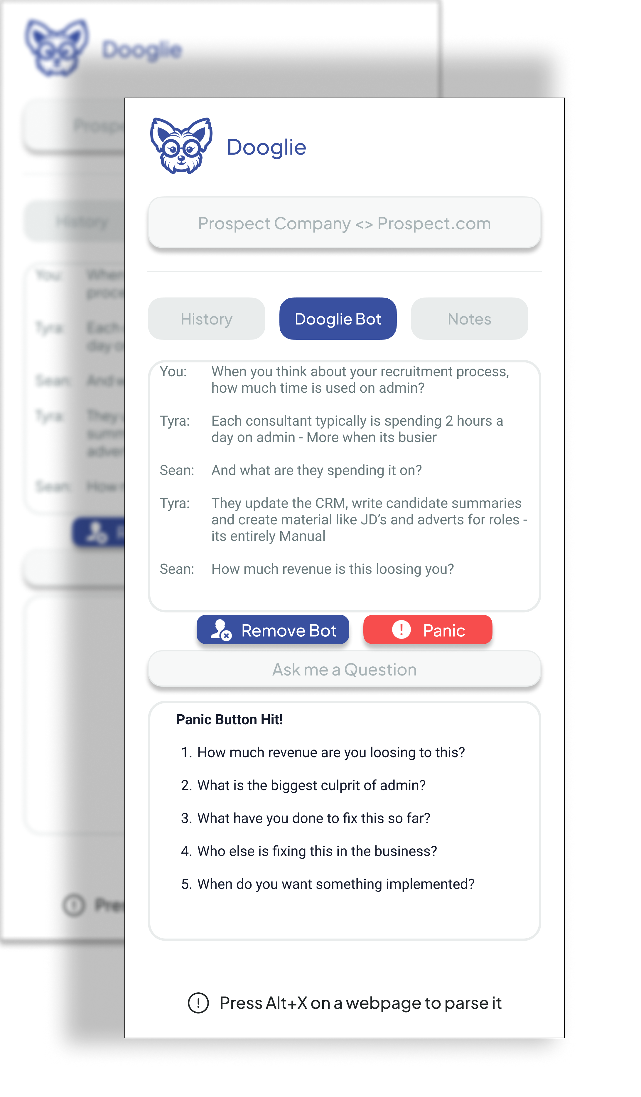 Dooglie.com Extension AI Panic Button