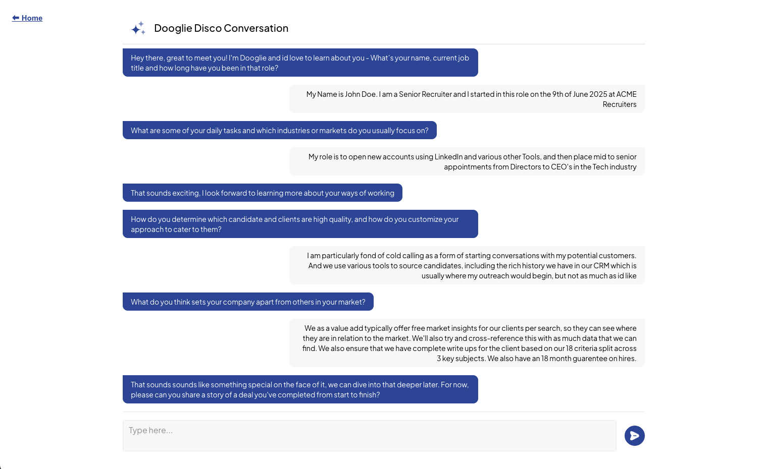Dooglie.com Discovery finds the reason why you are special over the course of a Q&A session